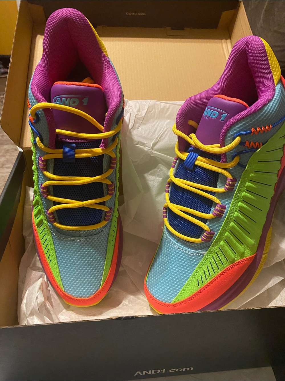 And1 Men’s Multicolor Sneakers - Aqua, Lime, Pink & Yellow